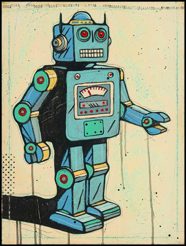 retro robot art